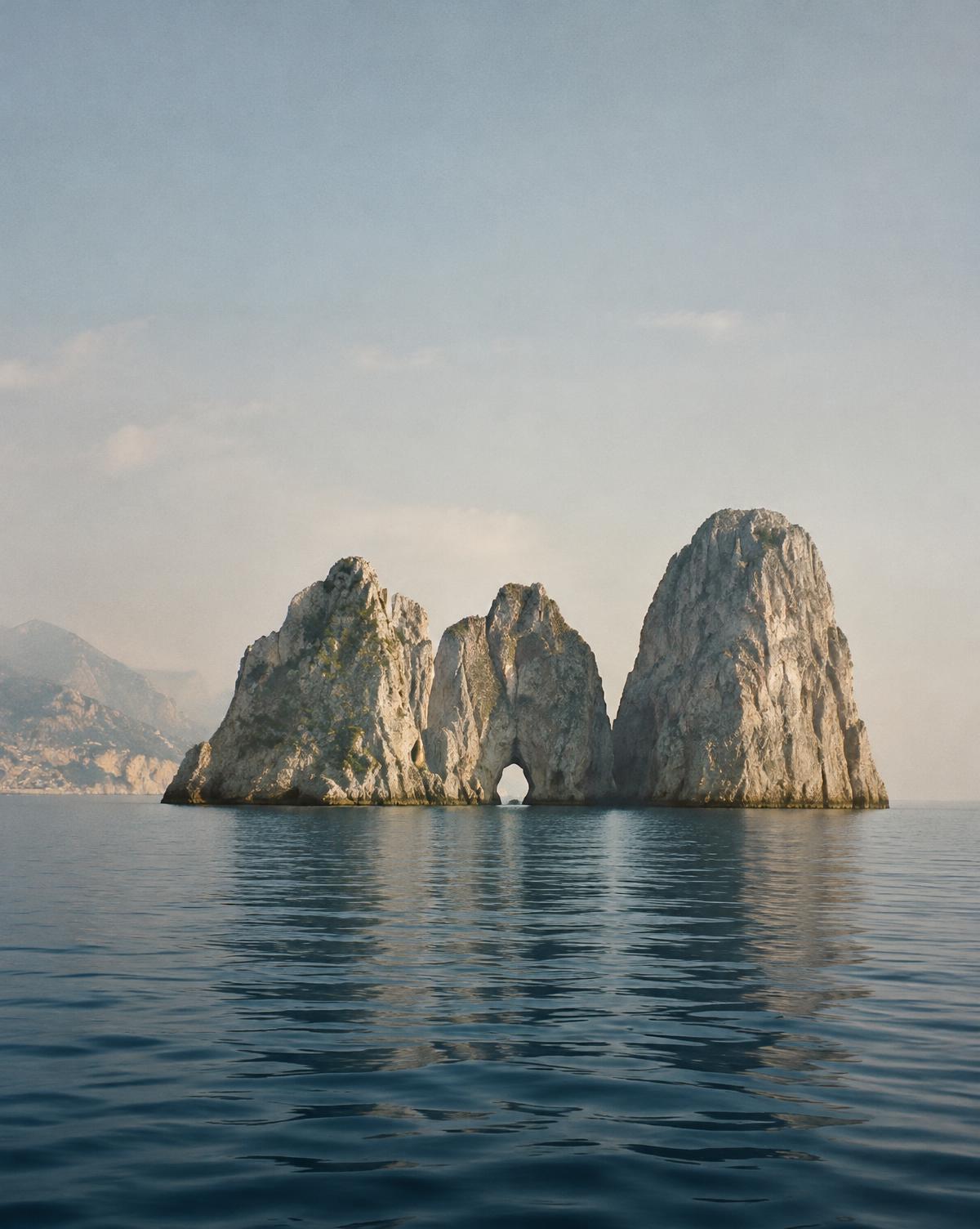 The Faraglioni rising from the sea off Capri